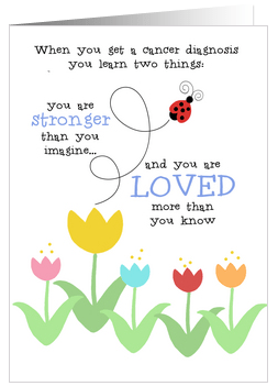 Ladybug and Tulips - Encouragement For Cancer Patient Greeting Cards